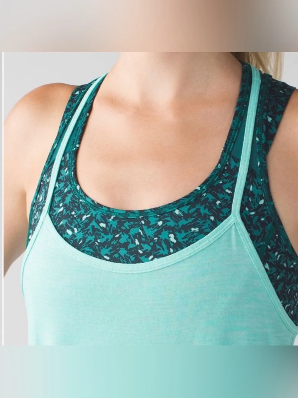 Lululemon Tough It Out Tank Mint Green Layered Tank Top Size 6